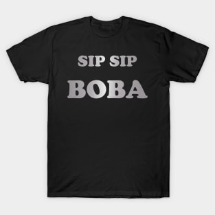 Sip Sip Boba in Silver - Black T-Shirt